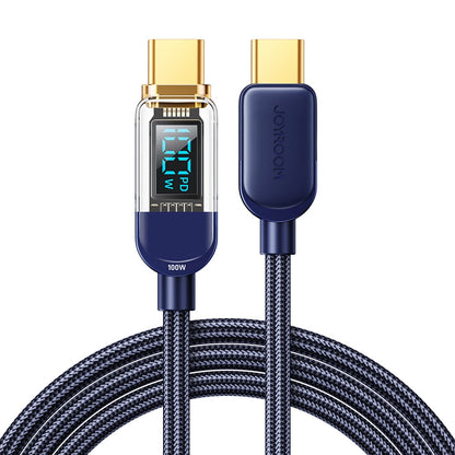 Καλώδιο Δεδομένων και Φόρτισης USB-C - USB-C Joyroom A4 Display, 100W, 1.2m, Μπλε