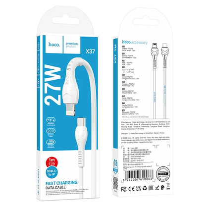 Καλώδιο Δεδομένων και Φόρτισης USB-C - Lightning HOCO X37, 27W, 1m, Λευκό