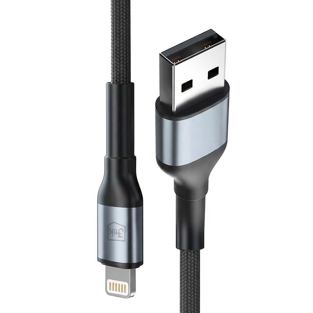 Καλώδιο Δεδομένων και Φόρτισης USB-A - Lightning 3MK Hyper N, 12W, 1m, Μαύρο