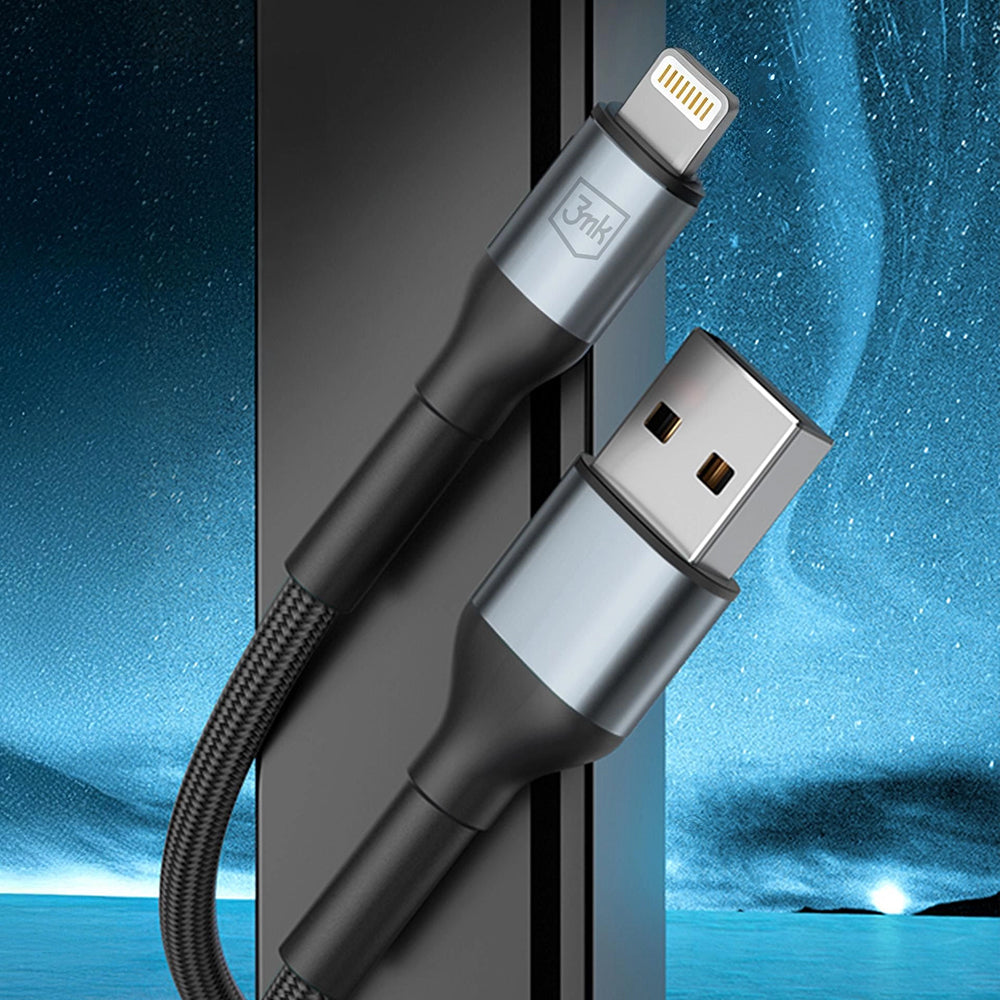 Καλώδιο Δεδομένων και Φόρτισης USB-A - Lightning 3MK Hyper N, 12W, 1m, Μαύρο