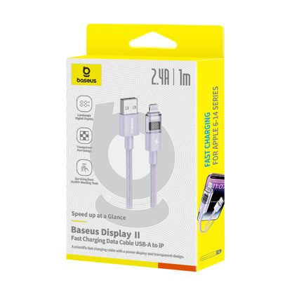 Καλώδιο Δεδομένων και Φόρτισης USB-A - Lightning Baseus Display 2, 12W, 1m, Μωβ P10382700511-00