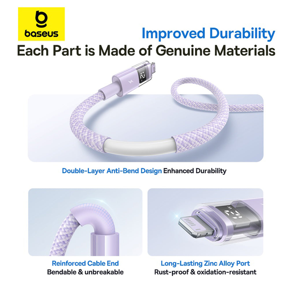 Καλώδιο Δεδομένων και Φόρτισης USB-A - Lightning Baseus Display 2, 12W, 2m, Μωβ P10382700511-01