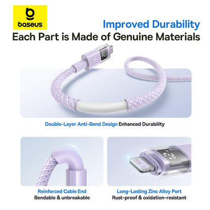 Καλώδιο Δεδομένων και Φόρτισης USB-A - Lightning Baseus Display 2, 12W, 2m, Μωβ P10382700511-01