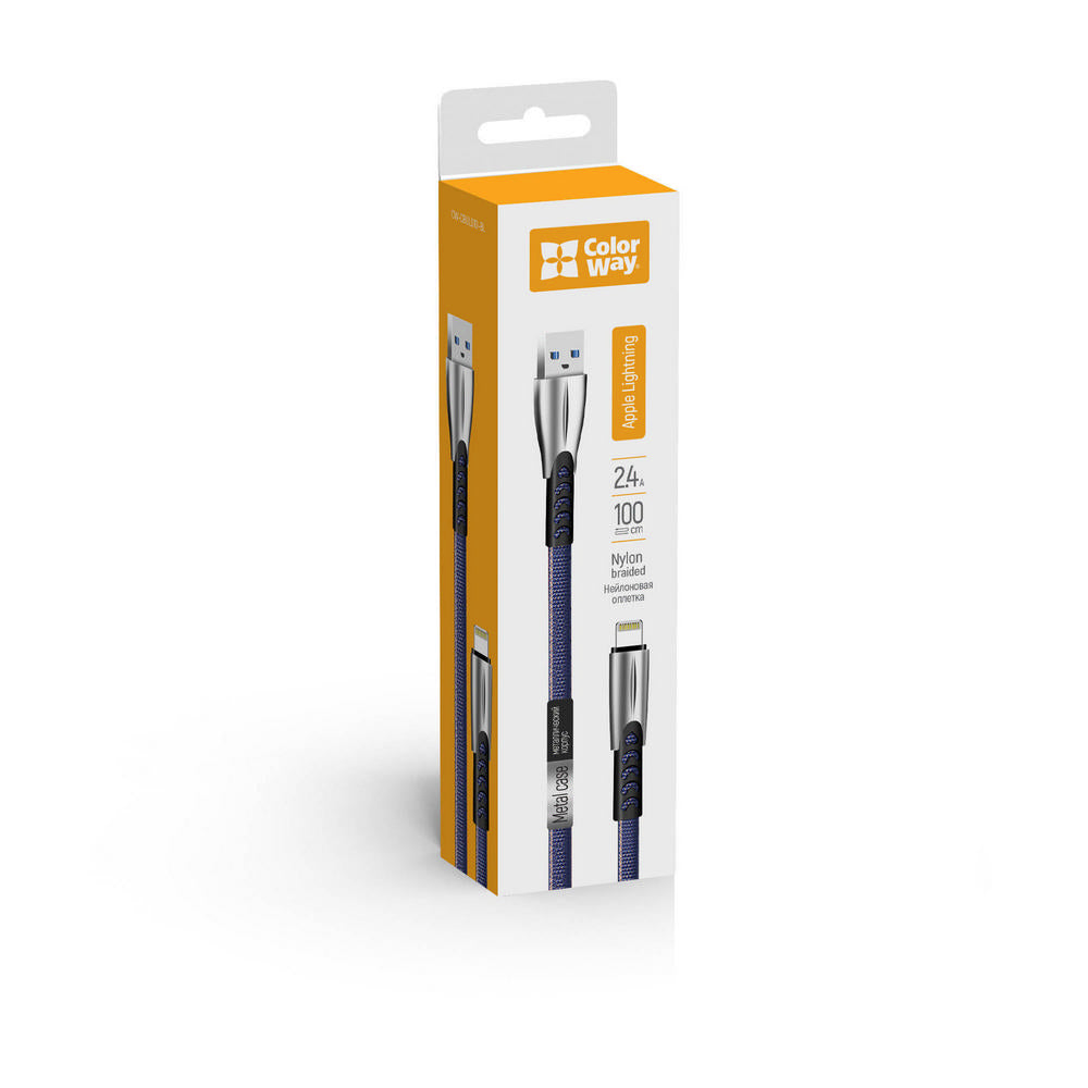 Καλώδιο Δεδομένων και Φόρτισης USB-A - Lightning ColorWay CW-CBUL010, 18W, 1m, Μπλε