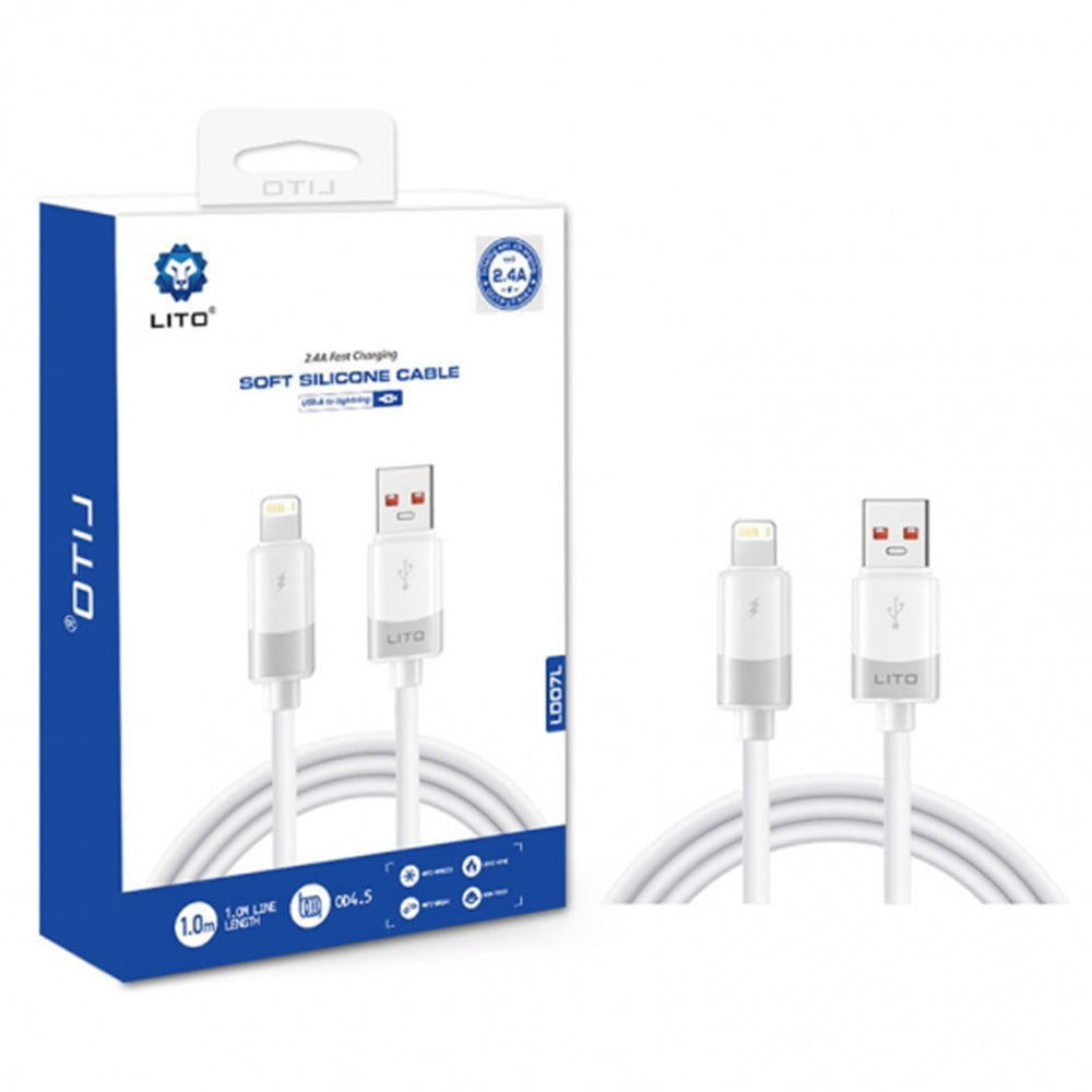 USB-A to Lightning Data and Charging Cable Lito LD07, 60W, 1m, White