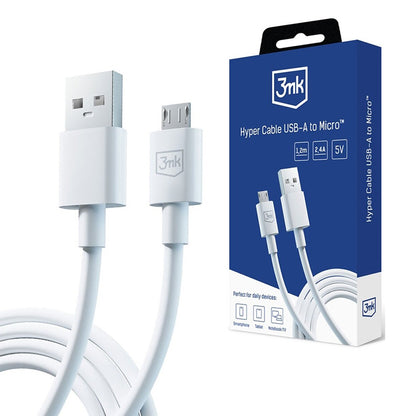 Καλώδιο Δεδομένων και Φόρτισης USB-A - microUSB 3MK Hyper, 18W, 1.2m, Λευκό