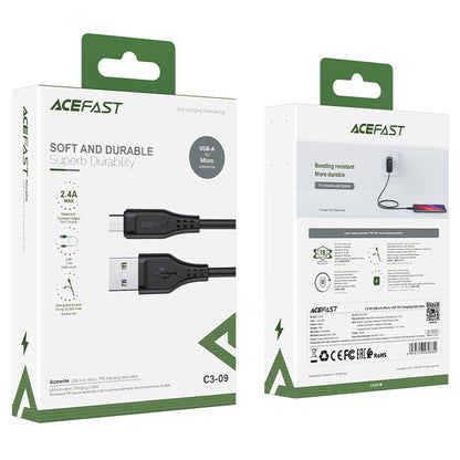 Καλώδιο Δεδομένων και Φόρτισης USB-A - microUSB Acefast C3-09, 18W, 1.2m, Μαύρο