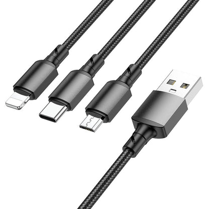 Καλώδιο Φόρτισης USB-A - Lightning / microUSB / USB-C Borofone BX72, 18W, 1m, Μαύρο