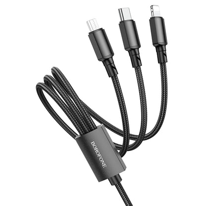 Καλώδιο Φόρτισης USB-A - Lightning / microUSB / USB-C Borofone BX72, 18W, 1m, Μαύρο