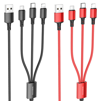 Καλώδιο Φόρτισης USB-A - Lightning / microUSB / USB-C Borofone BX72, 18W, 1m, Μαύρο