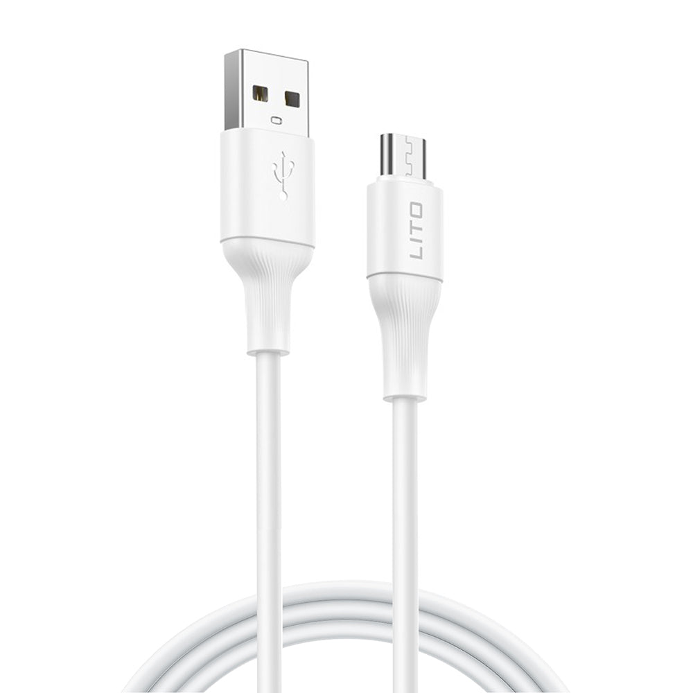Καλώδιο Δεδομένων και Φόρτισης USB-A - microUSB Lito LD06V, 18W, 1m, Λευκό