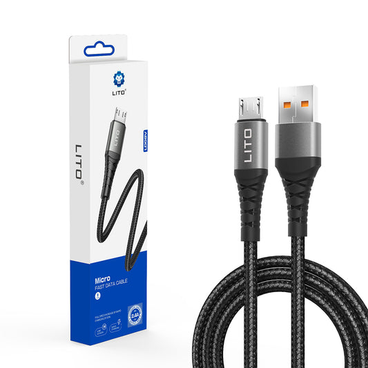 Καλώδιο Δεδομένων και Φόρτισης USB-A - microUSB Lito LD08V, 18W, 1m, Μαύρο