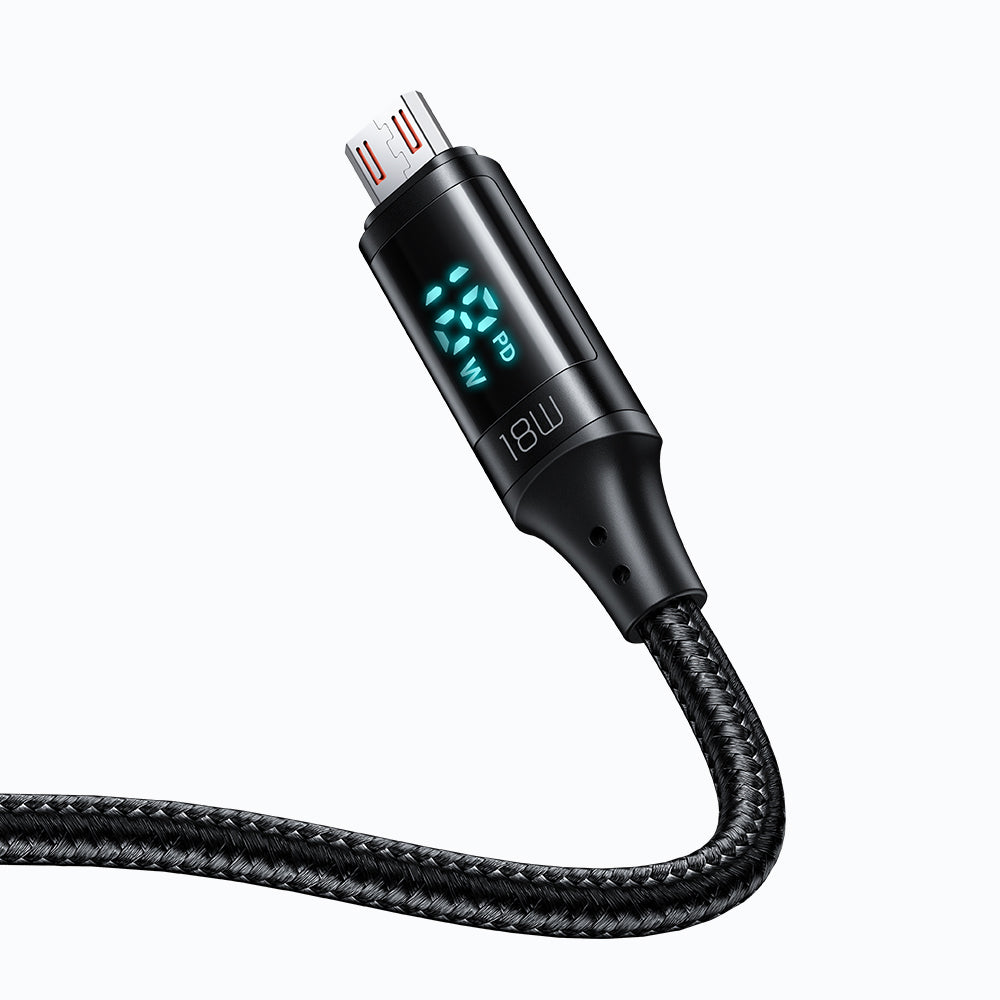 Καλώδιο Δεδομένων και Φόρτισης USB-A - microUSB McDodo CA-1070 Display, 18W, 1.2m, Μαύρο