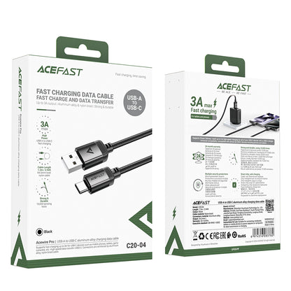 Καλώδιο Δεδομένων και Φόρτισης USB-A - USB-C Acefast C20-04, 18W, 1.2m, Μαύρο