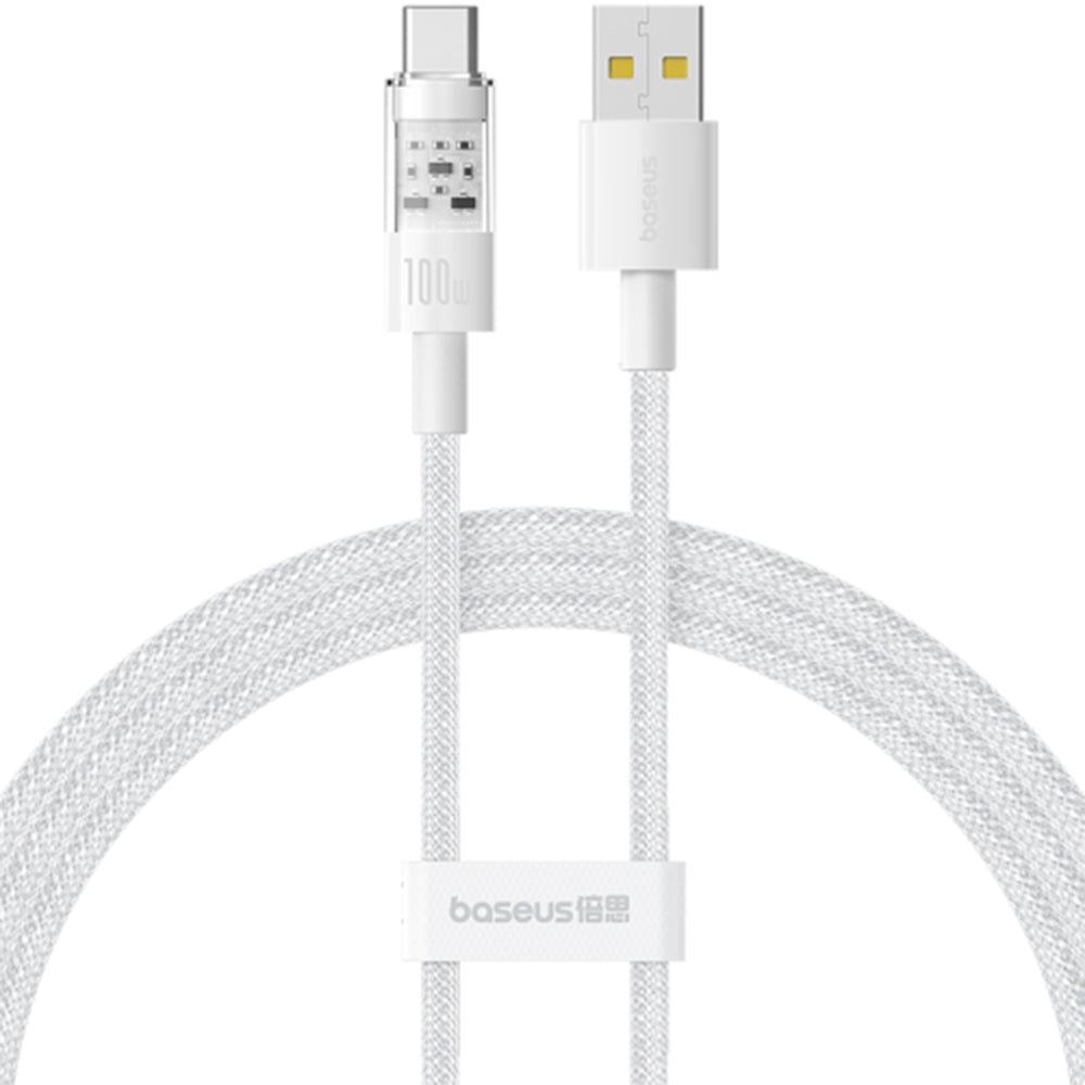 Καλώδιο Δεδομένων και Φόρτισης USB-A - USB-C Baseus Gem, 100W, 2m, Λευκό P10373002211-01