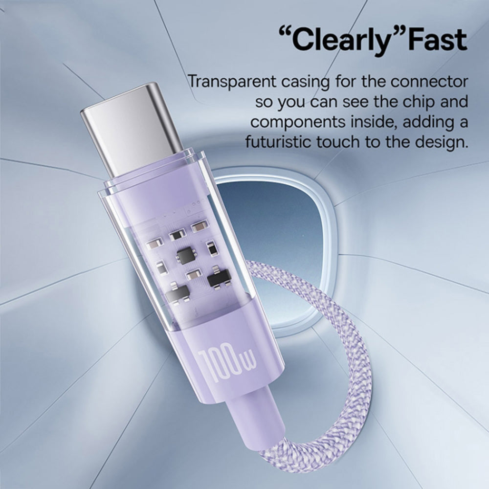 Καλώδιο Δεδομένων και Φόρτισης USB-A - USB-C Baseus Gem, 100W, 2m, Μωβ P10373002511-01