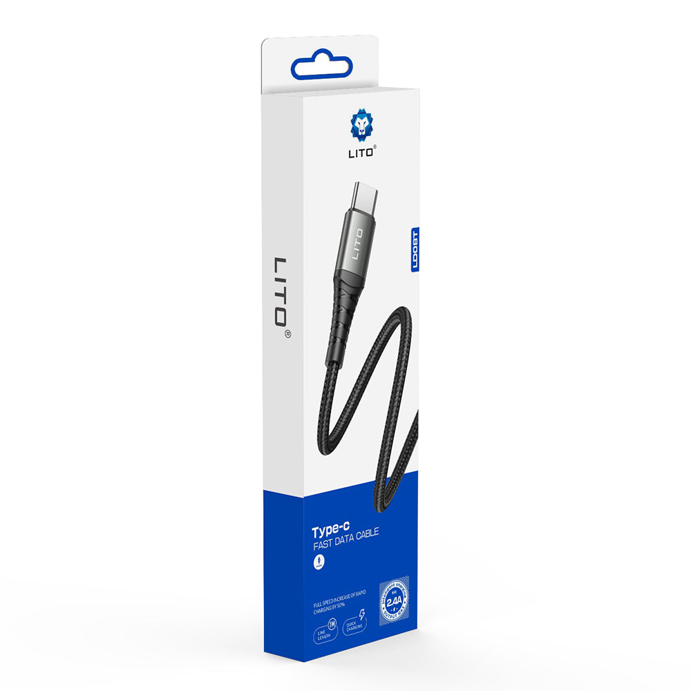 Καλώδιο Δεδομένων και Φόρτισης USB-A - USB-C Lito LD08T, 18W, 1m, Μαύρο