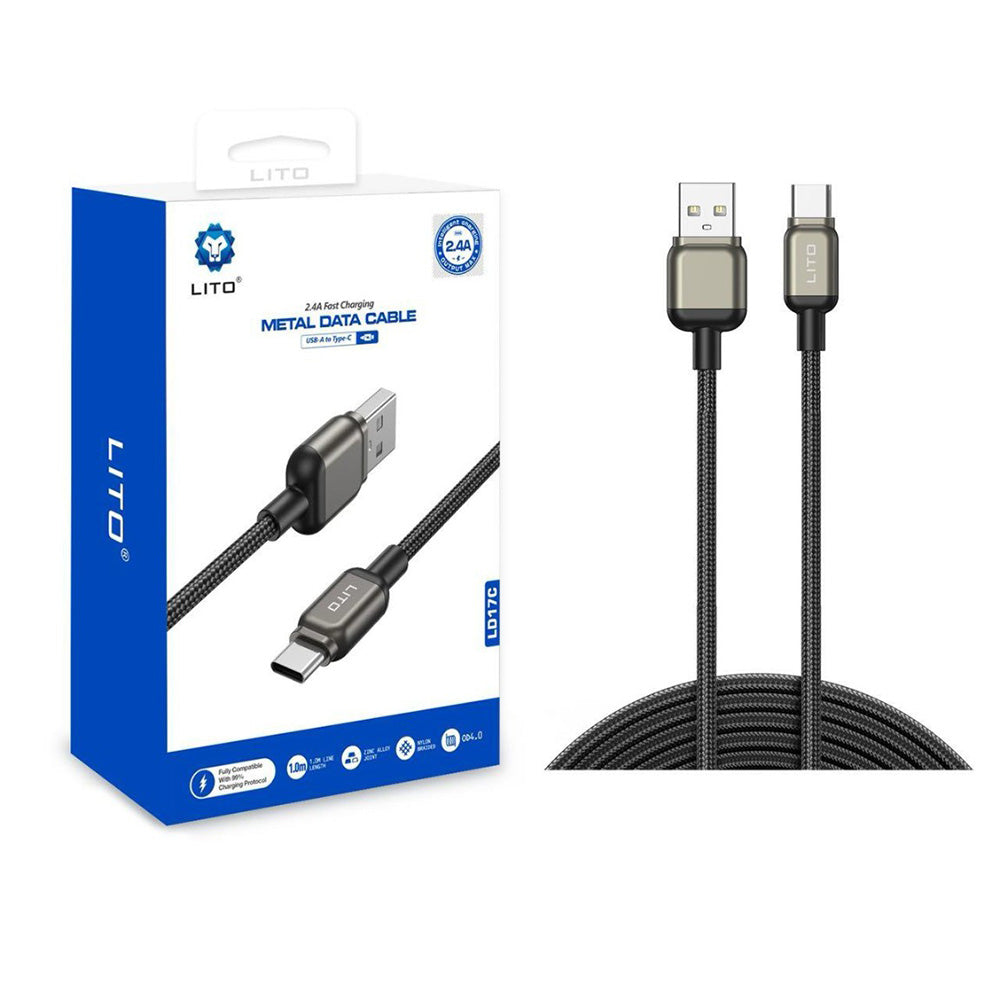Καλώδιο Δεδομένων και Φόρτισης USB-A - USB-C Lito LD17, 18W, 1m, Μαύρο