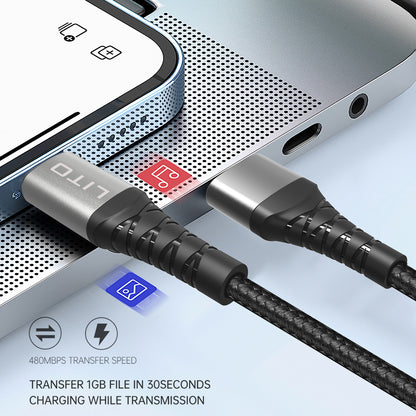 Καλώδιο Δεδομένων και Φόρτισης USB-A - USB-C Lito LD22T, 18W, 2m, Μαύρο