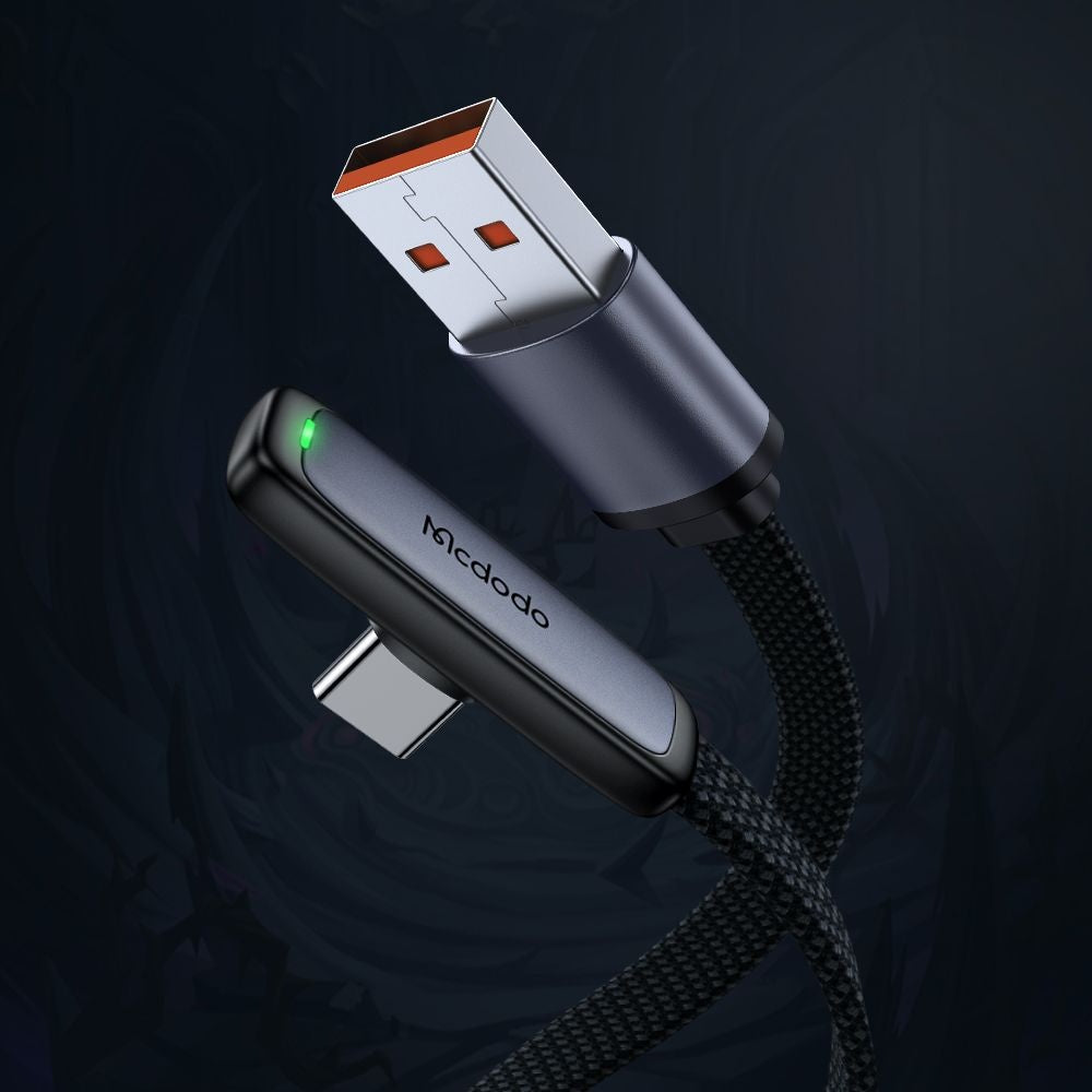 USB-A to USB-C McDodo CA-3340 Angled Data and Charging Cable, 100W, 1.2m, Black