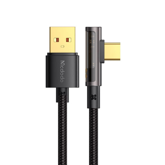 USB-A to USB-C McDodo CA-3380 Angled Data and Charging Cable, 100W, 1.2m, Black