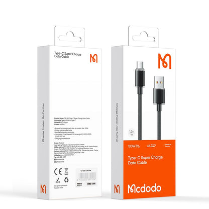 Καλώδιο Δεδομένων και Φόρτισης USB-A - USB-C McDodo CA-3650, 100W, 1.2m, Μαύρο