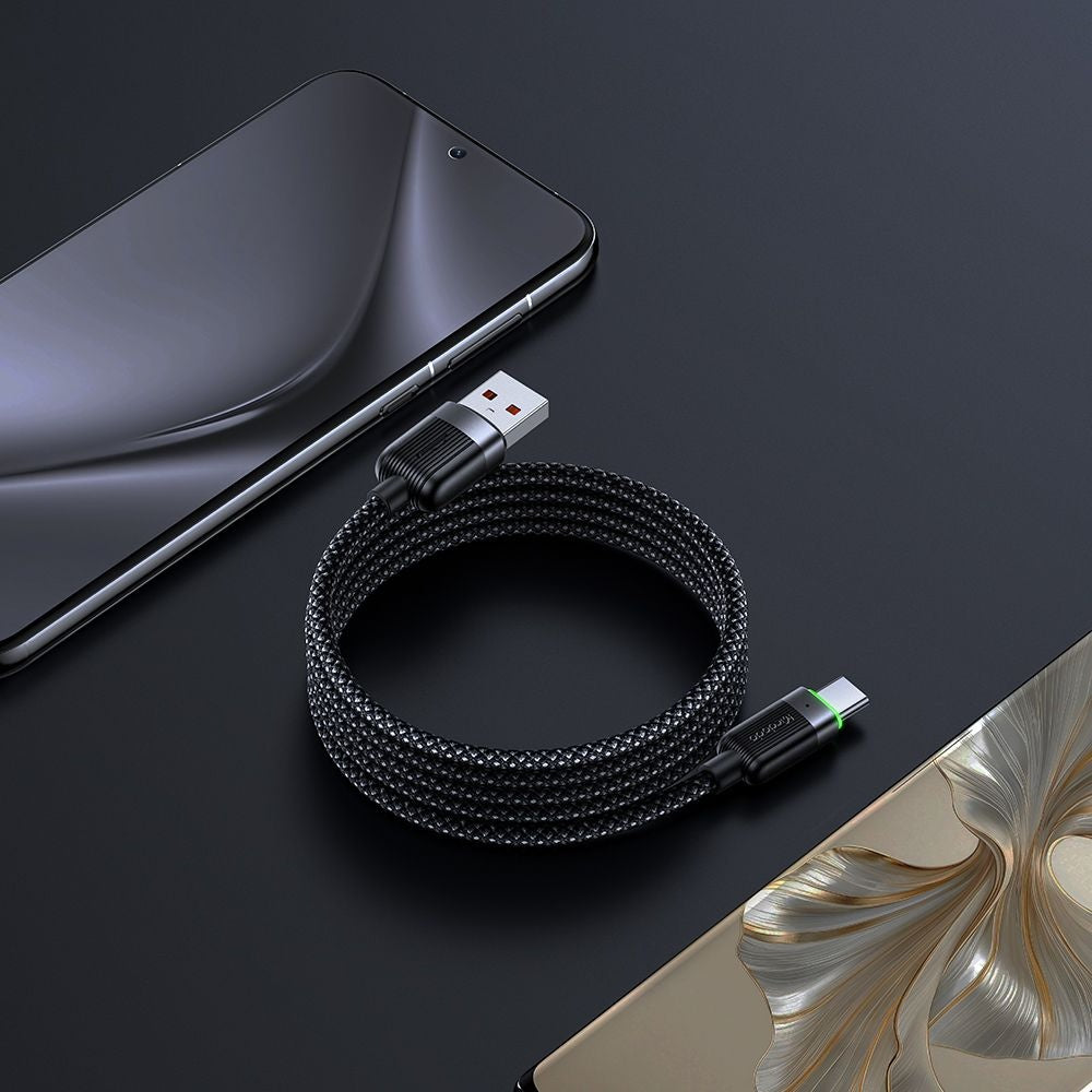 McDodo CA-5650 Self Winding USB-A to USB-C Data and Charging Cable, 66W, 1.2m, Black
