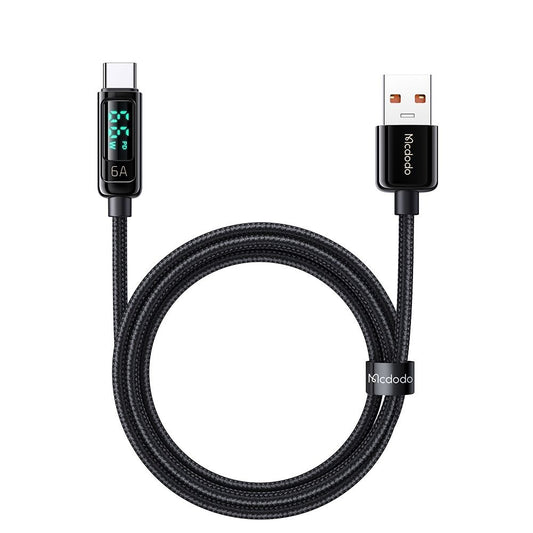 Καλώδιο Δεδομένων και Φόρτισης USB-A - USB-C McDodo CA-8690 Display, 66W, 1.2m, Μαύρο