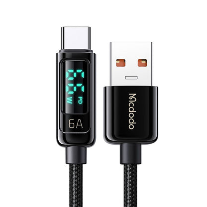 Καλώδιο Δεδομένων και Φόρτισης USB-A - USB-C McDodo CA-8690 Display, 66W, 1.2m, Μαύρο