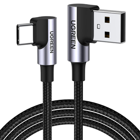 Καλώδιο Δεδομένων και Φόρτισης USB-A - USB-C UGREEN US176 Angled, 18W, 3m, Γκρι