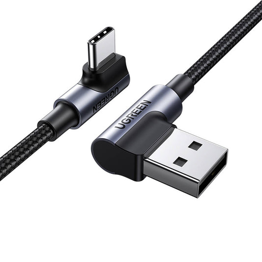 Καλώδιο Δεδομένων και Φόρτισης USB-A - USB-C UGREEN US176 Angled, 18W, 3m, Γκρι