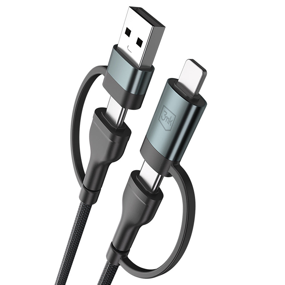 Καλώδιο Δεδομένων και Φόρτισης USB-A / USB-C - USB-C / Lightning 3MK Hyper N, 60W, 1.2m, Μαύρο