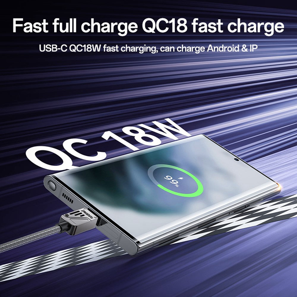 Καλώδιο Δεδομένων και Φόρτισης USB-A - USB-C Yesido CA135C, 18W, 1.2m, Μαύρο