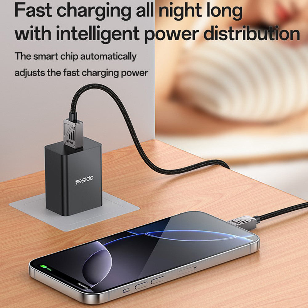 Καλώδιο Δεδομένων και Φόρτισης USB-A - USB-C Yesido CA135C, 18W, 1.2m, Μαύρο