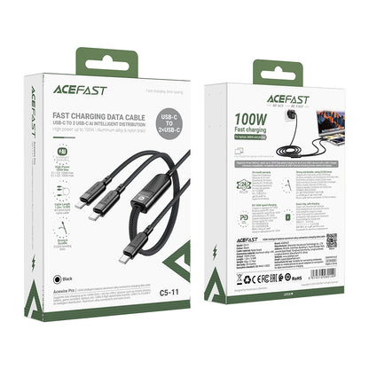 Καλώδιο Δεδομένων και Φόρτισης USB-C - 2 x USB-C Acefast C5-11, 100W, 1.2m, Μαύρο