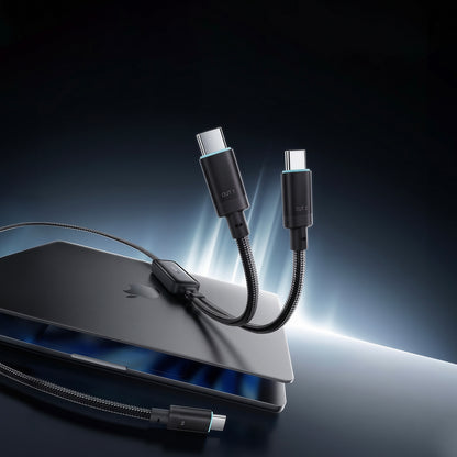 Καλώδιο Δεδομένων και Φόρτισης USB-C - 2 x USB-C Cuktech C2C615, 140W, 1.5m, Μαύρο CKC2C615GLBK