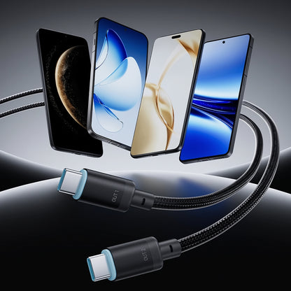 Καλώδιο Δεδομένων και Φόρτισης USB-C - 2 x USB-C Cuktech C2C615, 140W, 1.5m, Μαύρο CKC2C615GLBK