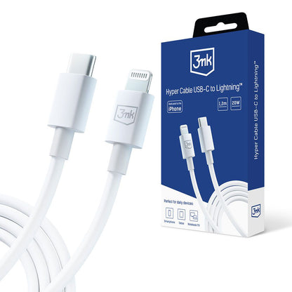 Καλώδιο Δεδομένων και Φόρτισης USB-C - Lightning 3MK Hyper, 20W, 1.2m, Λευκό