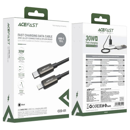 Καλώδιο Δεδομένων και Φόρτισης USB-C - Lightning Acefast C23-01, 30W, 1.2m, Μαύρο
