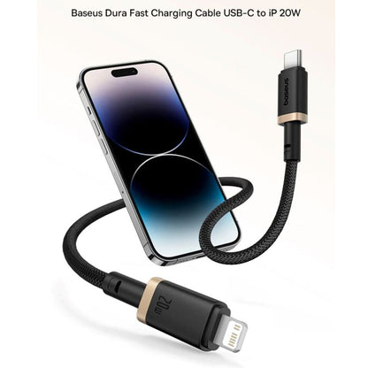 Καλώδιο Δεδομένων και Φόρτισης USB-C - Lightning Baseus Dura Series, 20W, 2m, Χρυσό Μαύρο P10377800U01-02