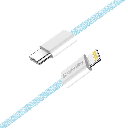 Καλώδιο Δεδομένων και Φόρτισης USB-C - Lightning ColorWay CW-CBPDCL061, 27W, 1m, Μπλε