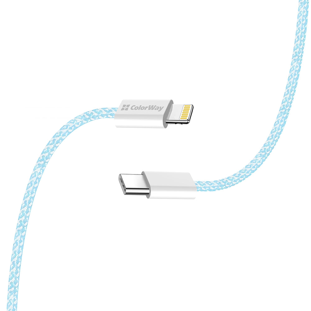 Καλώδιο Δεδομένων και Φόρτισης USB-C - Lightning ColorWay CW-CBPDCL061, 27W, 1m, Μπλε