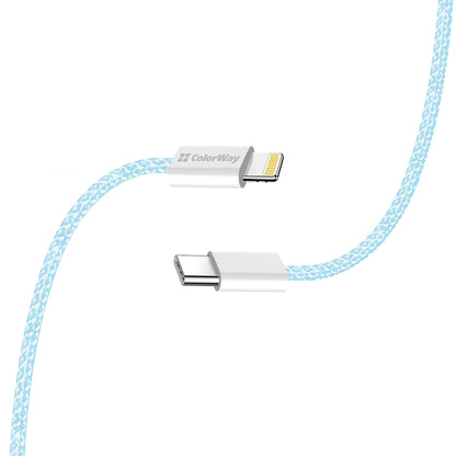 Καλώδιο Δεδομένων και Φόρτισης USB-C - Lightning ColorWay CW-CBPDCL061, 27W, 1m, Μπλε
