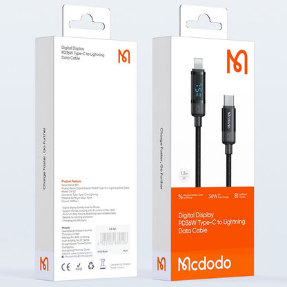 Καλώδιο Δεδομένων και Φόρτισης USB-C - Lightning McDodo CA-5210 Bat Display, 36W, 1.2m, Μαύρο