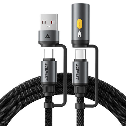 Καλώδιο Δεδομένων και Φόρτισης USB-C / USB-A - USB-C / Αναπτήρας Acefast J6, 60W, 1.2m, Μαύρο