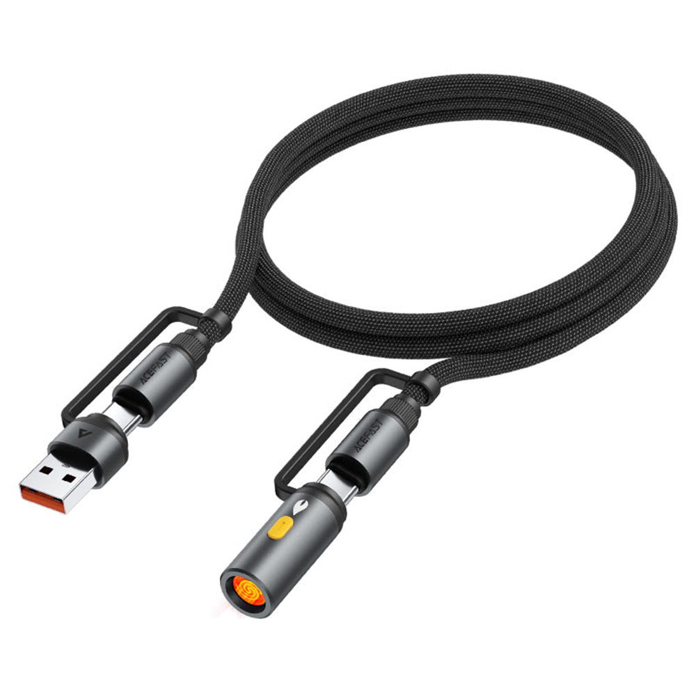 Καλώδιο Δεδομένων και Φόρτισης USB-C / USB-A - USB-C / Αναπτήρας Acefast J6, 60W, 1.2m, Μαύρο