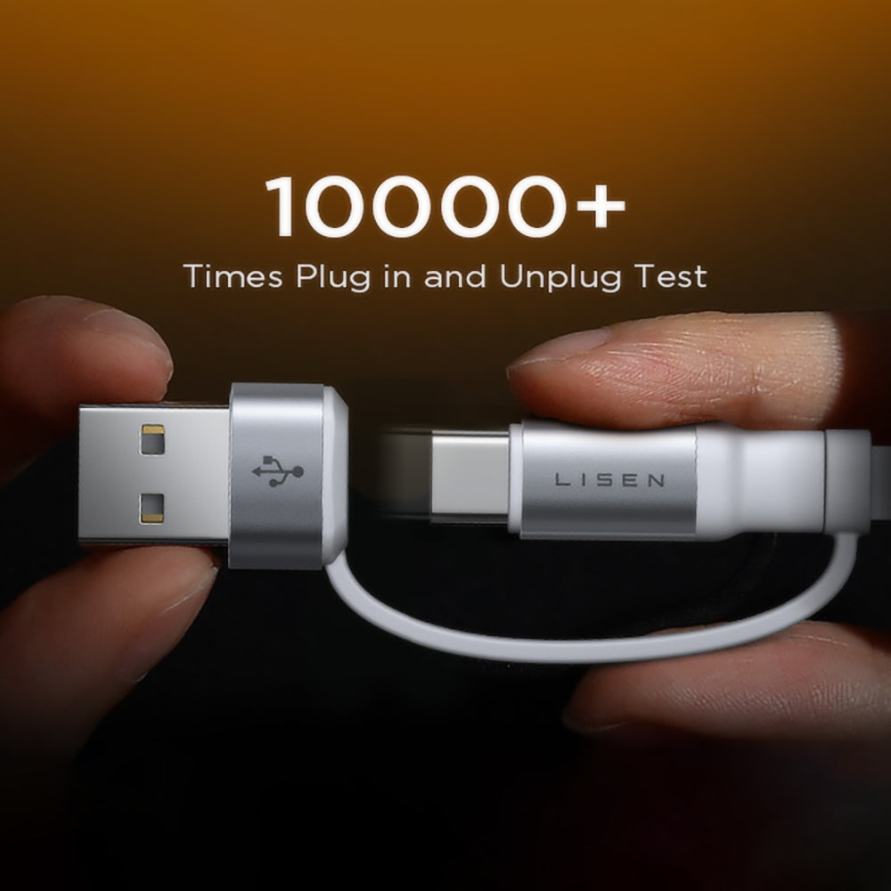 Καλώδιο Δεδομένων και Φόρτισης USB-C / USB-A - USB-C / Lightning Lisen, 60W, 1m, Λευκό YL0123030001