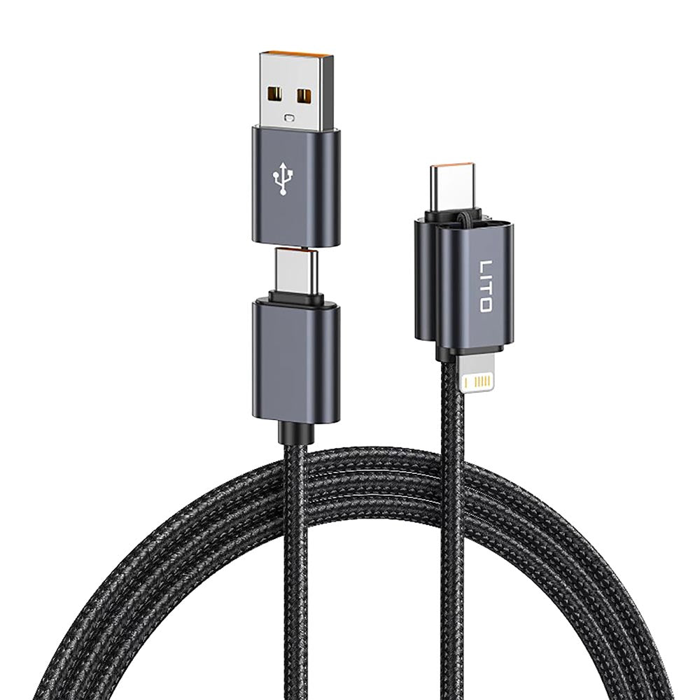 Καλώδιο Δεδομένων και Φόρτισης USB-C / USB-A - USB-C / Lightning Lito LD21, 100W, 1m, Μαύρο