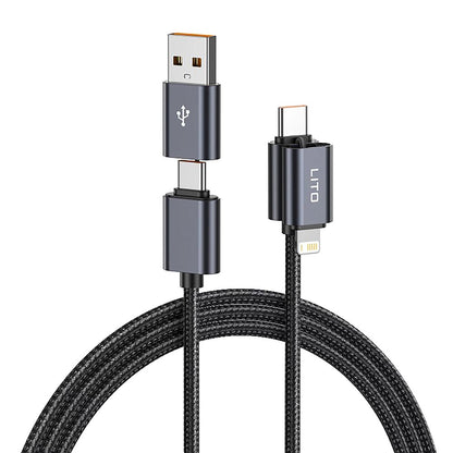Καλώδιο Δεδομένων και Φόρτισης USB-C / USB-A - USB-C / Lightning Lito LD21, 100W, 1m, Μαύρο