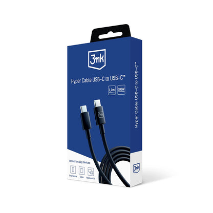 Καλώδιο Δεδομένων και Φόρτισης USB-C - USB-C 3MK Hyper, 100W, 1.2m, Μαύρο